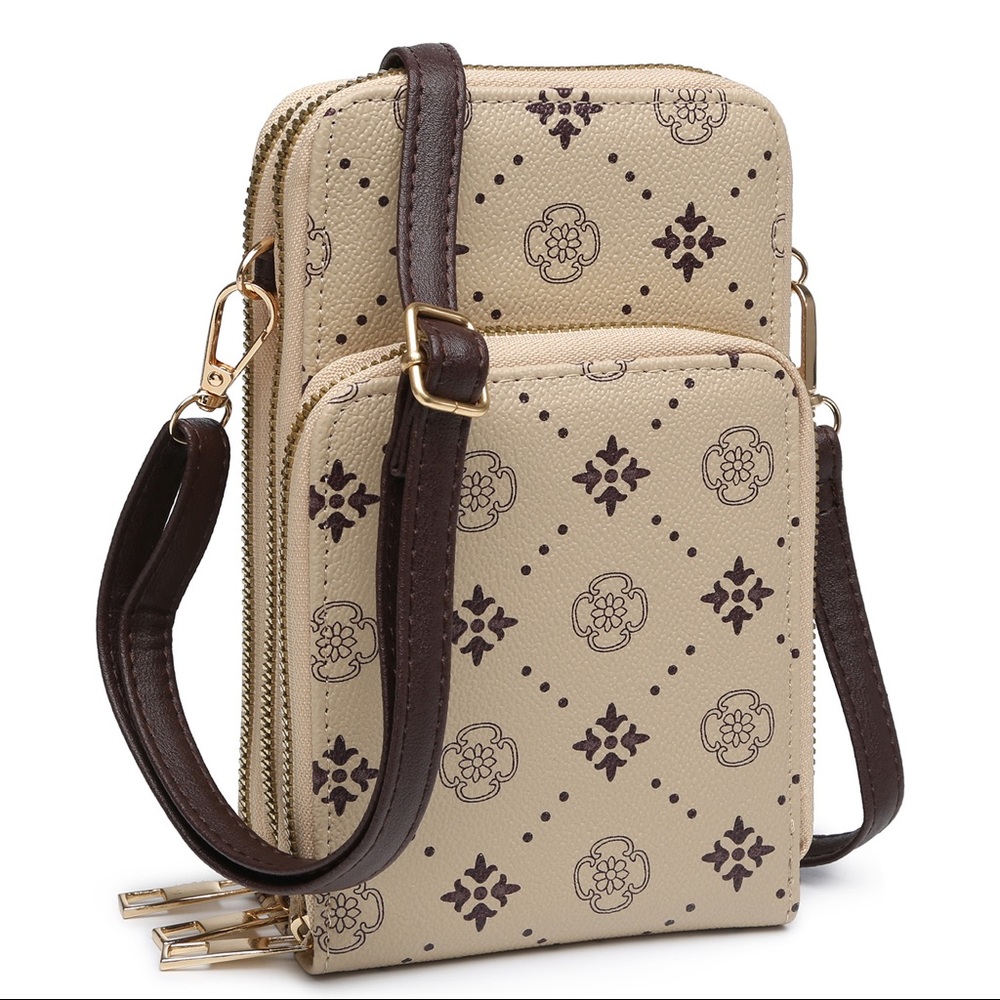 Flower Monogram Crossbody Bag Cell Phone Purse